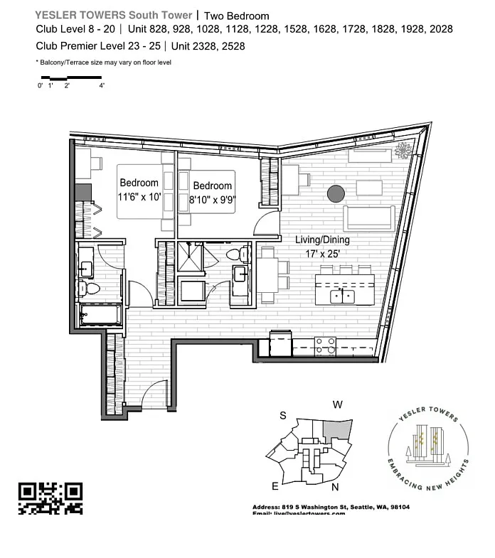 Floor plan 2x2 South Tower Pre-Lease