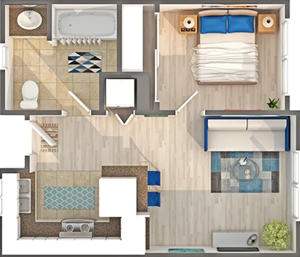 A1 | 1-Bedroom Floorplan A1 | 1-Bedroom Floorplan