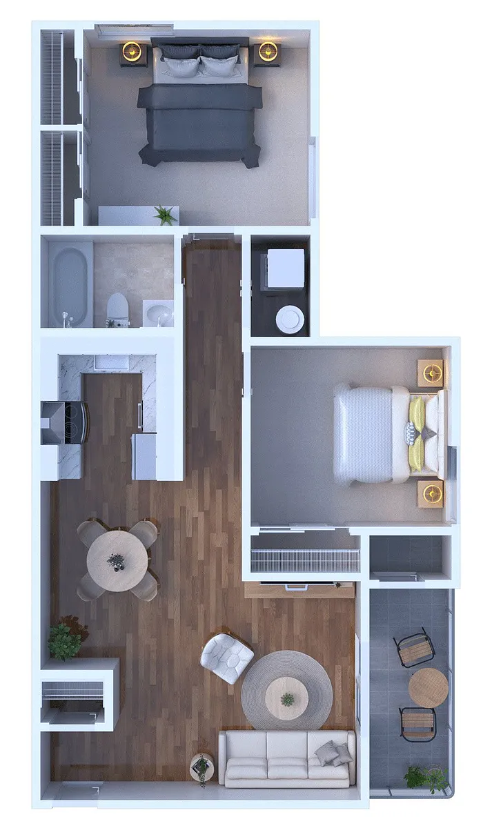 Floor plan 2 Bed 1 Bath | Classic