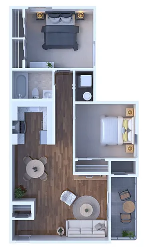 Floor plan 2 Bed 1 Bath | Classic