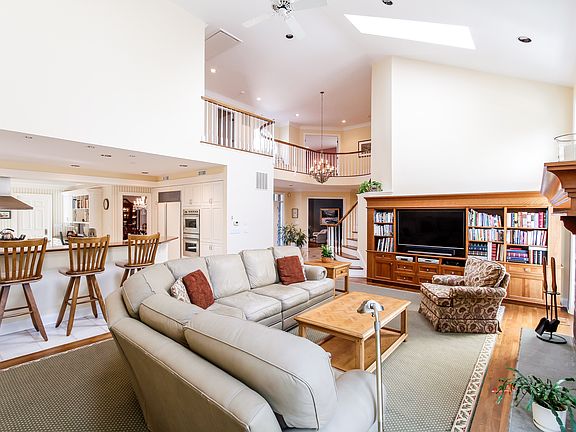 Great room with adjacent kitchen