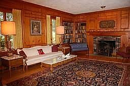 Large Formal LR-Fireplace, Chestnut Trim