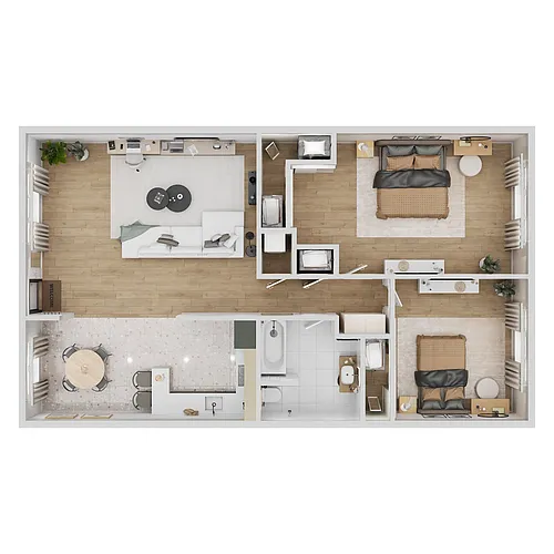 Floor plan 2 Bedrooms, 2 Bathrooms Plan G