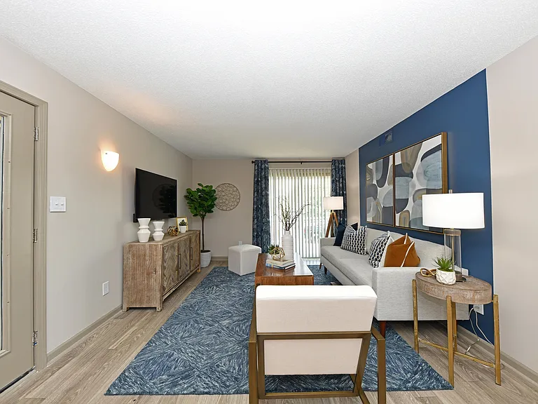 Living Room with Hardwood Style Flooring