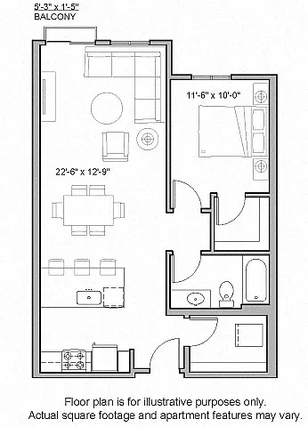 Floor plan A9 1 Bed South