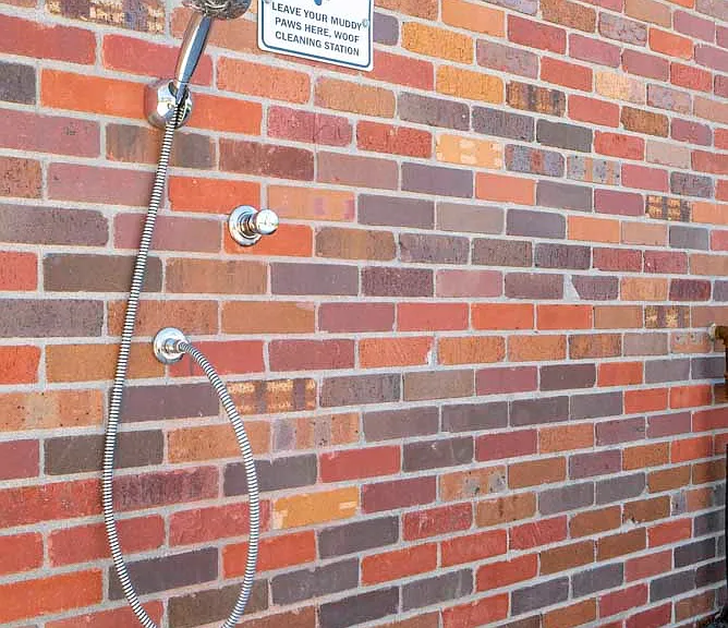 Say goodbye to all that hair in your bathroom, and use our outdoor pet wash!