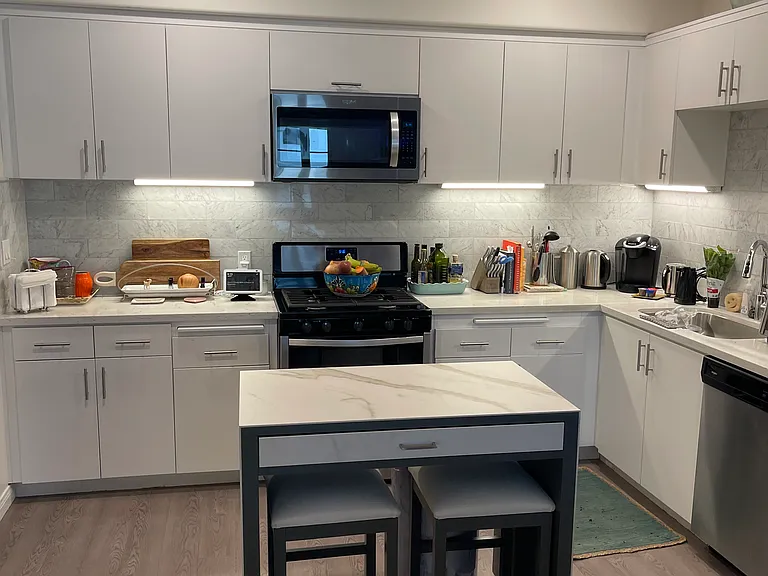 Fully stocked kitchen with island