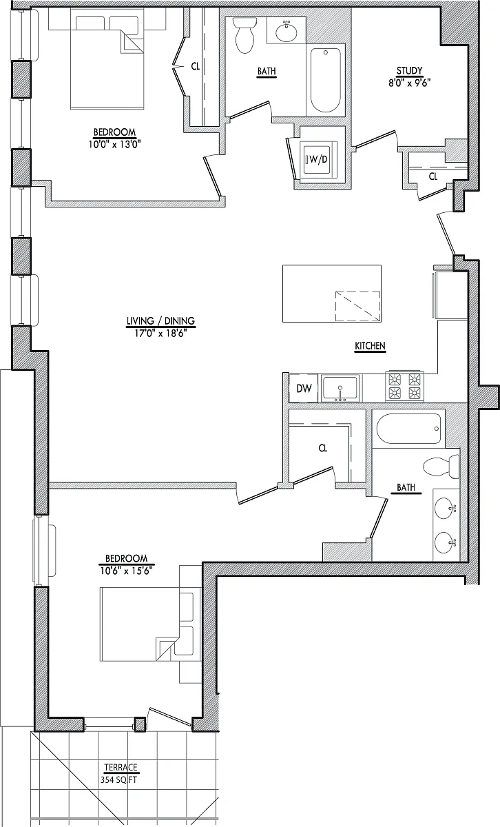 Floor plan B10 with Terrace