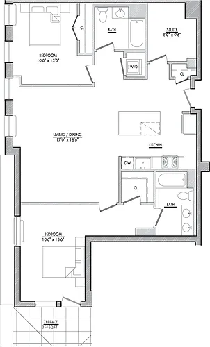 Floor plan B10 with Terrace