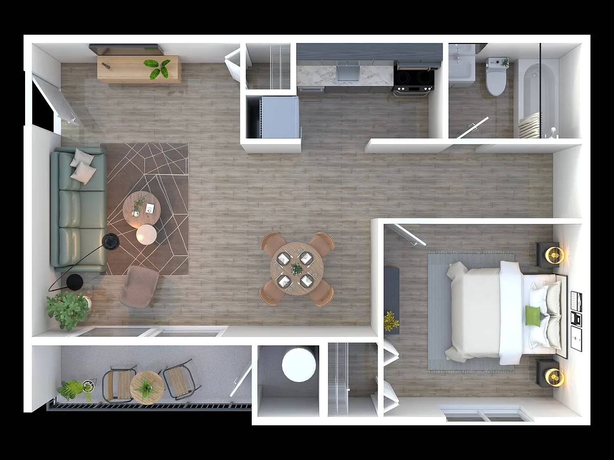 Floor plan 1BD, 1BR Renovated