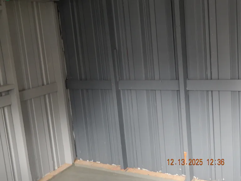 Inside storage shed.