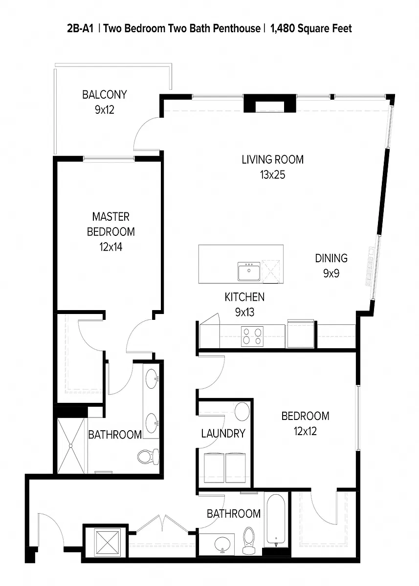 Floor plan 2 Bedroom Penthouse B