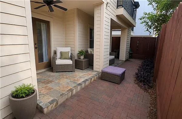 Cozy and private backyard.