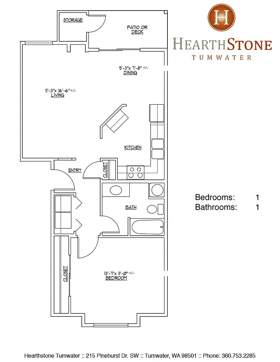 Floor plan 1 Bed 1 Bath *
