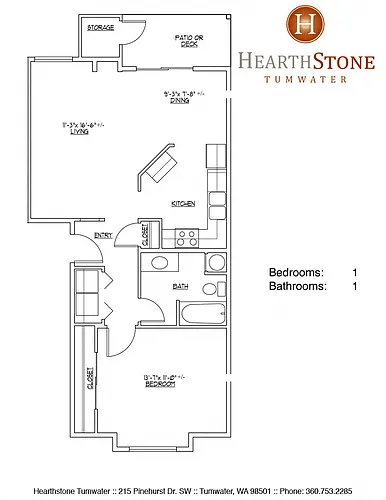 Floor plan 1 Bed 1 Bath *