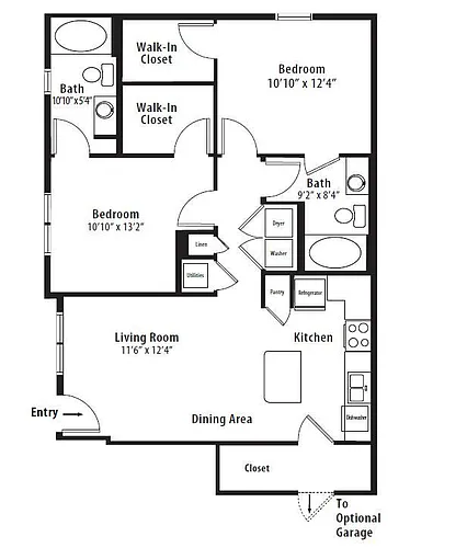 Floor plan 2 BR Designer Courtyard
