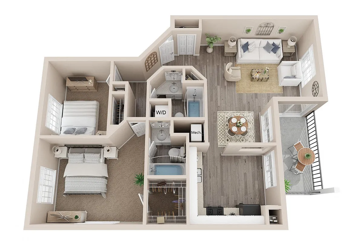 Floor plan 2 Bed 2 Bath - Sequoia
