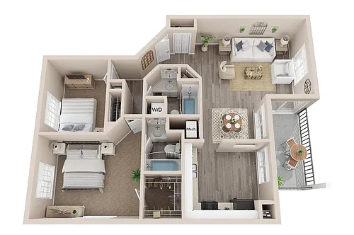 Floor plan 2 Bed 2 Bath - Sequoia Renovated