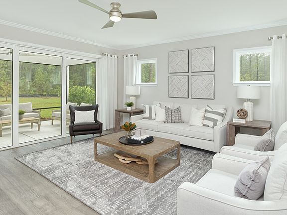 Large gathering room with sliding doors to extend your entertaining space.