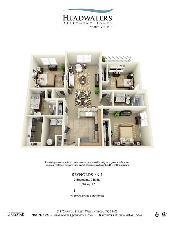 Floor plan 3 Bedroom 2 Bath
