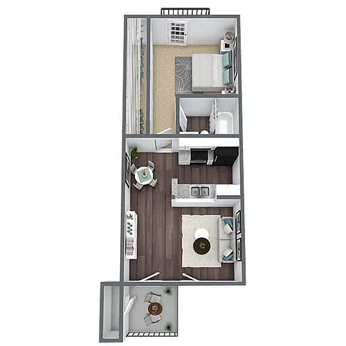 Floor plan A1: 1 Bed 1 Bath