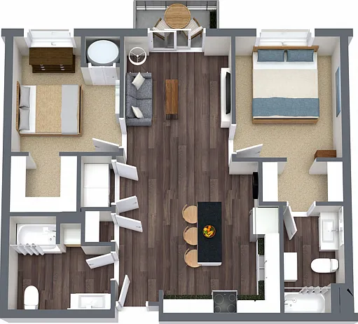 2 bedroom, 2 bathroom 2 bedroom, 2 bathroom