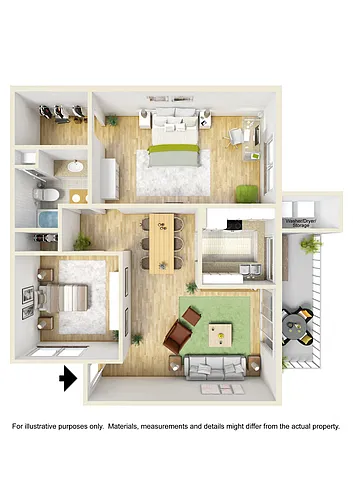 Floor plan Two Bedroom One Bath