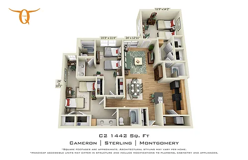Floor plan 3 Bedroom (Price Per Bed)