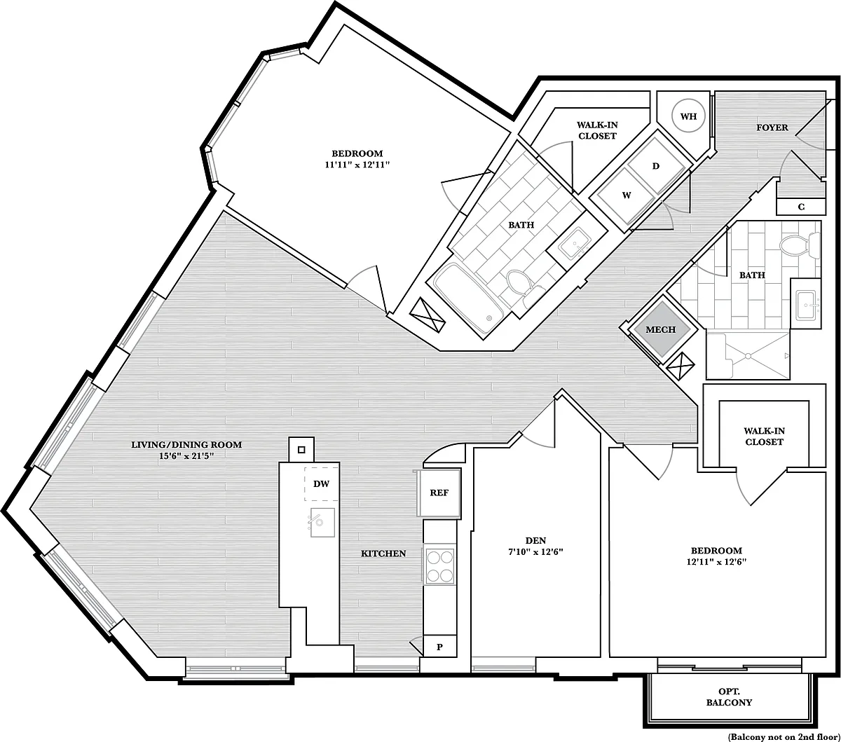 Floor plan 2 Bed/2 Bath Den