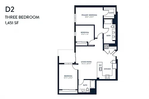 Floor plan Three Bedroom D2