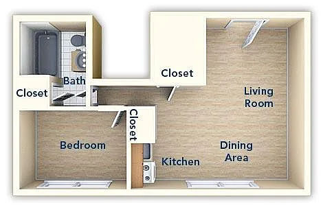 Floor plan Jr. One Bedroom