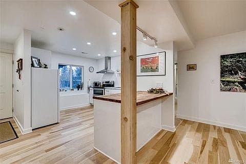 Downstairs kitchen from living area.