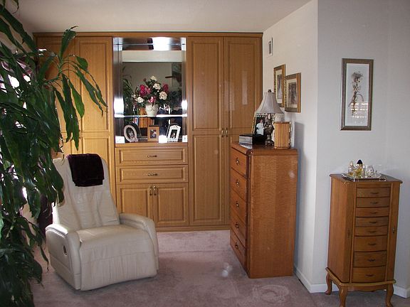 Seating area and built-in closets in Master Bedroom
