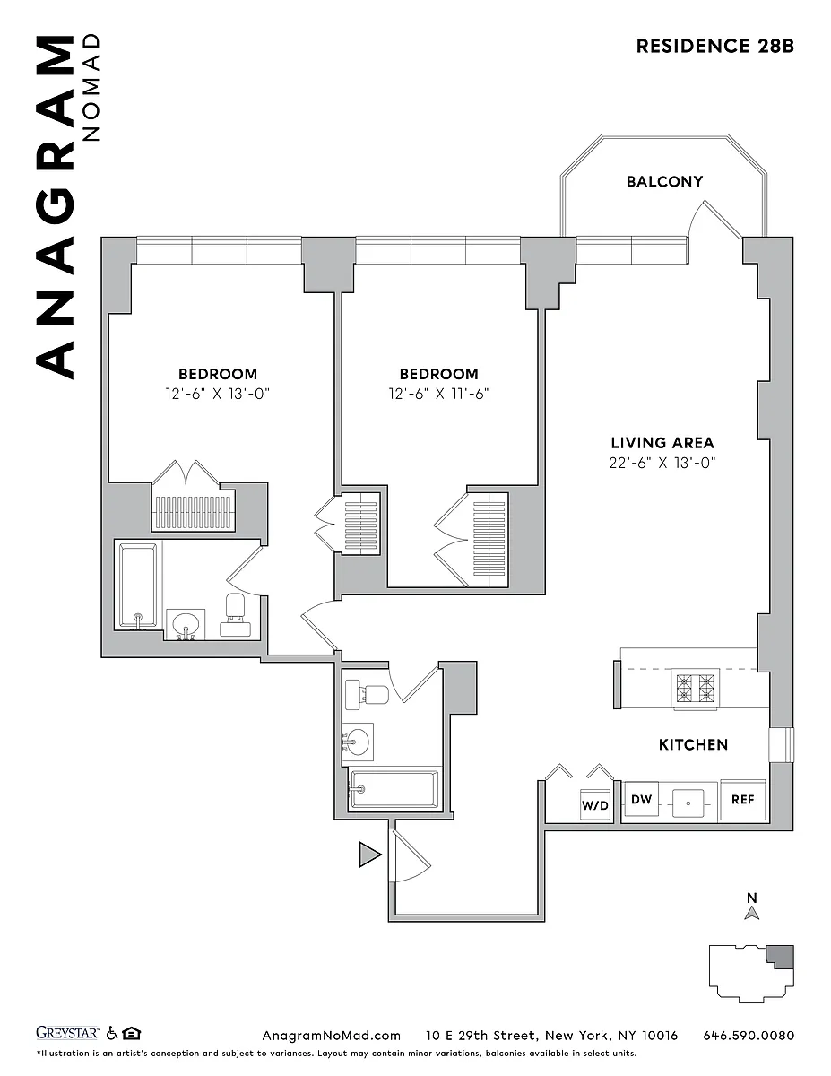 Floor plan 2 Bedroom / 2 Bathroom