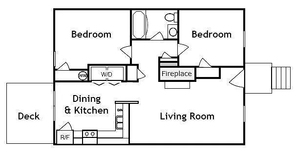 Floor plan 2 Bed 1 Bath