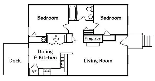 Floor plan 2 Bed 1 Bath