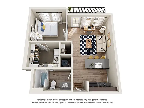 Floor plan Monon Place II - 1 Bedroom