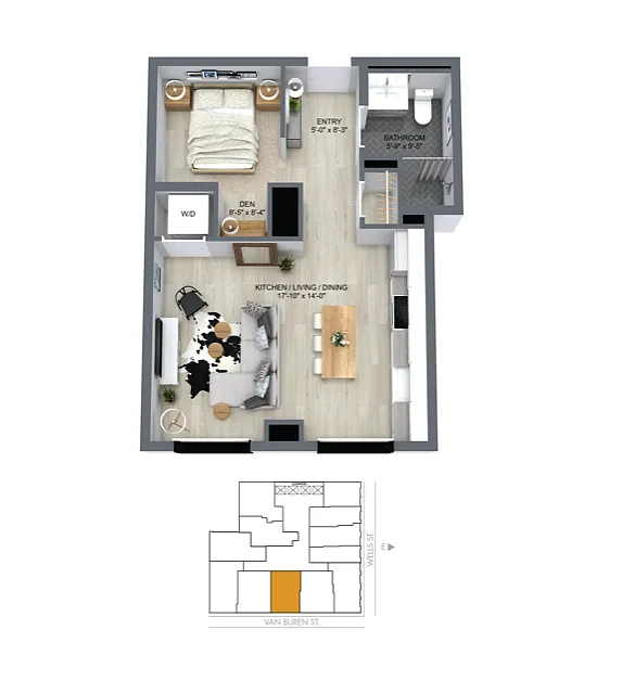 Floor plan 07 Tier Junior One Bedroom