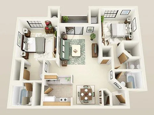 Floor plan Two Bedroom Two Bath