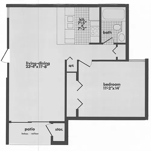 Floor plan 1 Bedroom 1 Bath