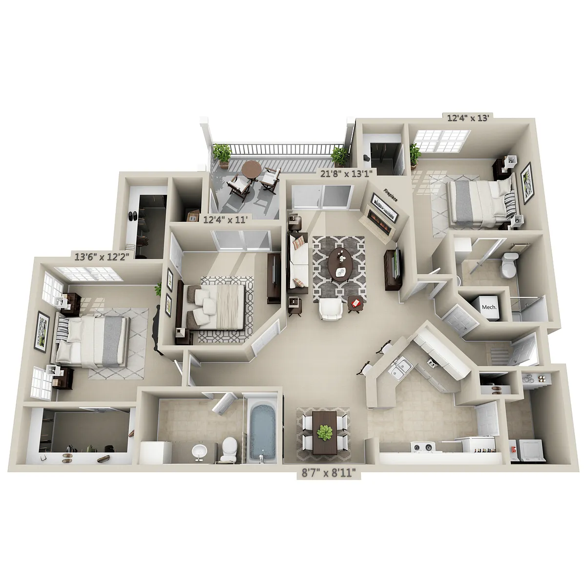 Floor plan 3 Bed 2 Bath