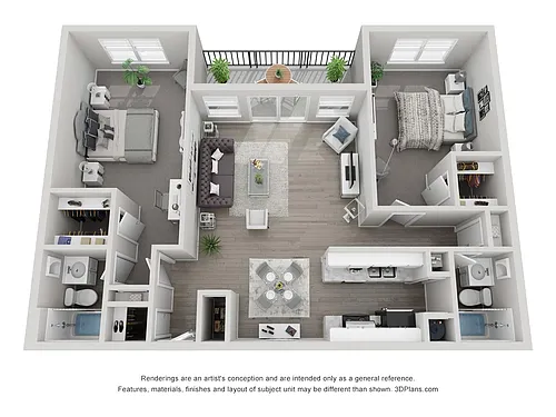 Floor plan Two Bedroom, Two Bathrooms