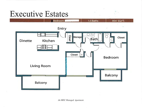 Floor plan 2 Bedroom Half Bathroom
