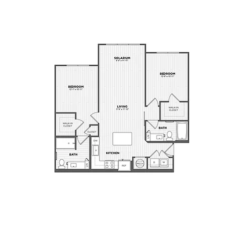 Floor plan 2 Bed/2 Bath-B1-S