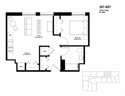 Floor plan Units 307 to 807