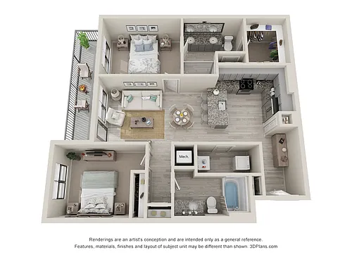 Floor plan B2 - 2 Bedroom, 2 Bathroom