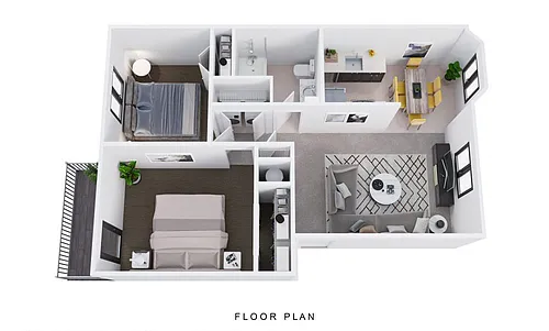 Floor plan 2 Bedroom 1 Bath