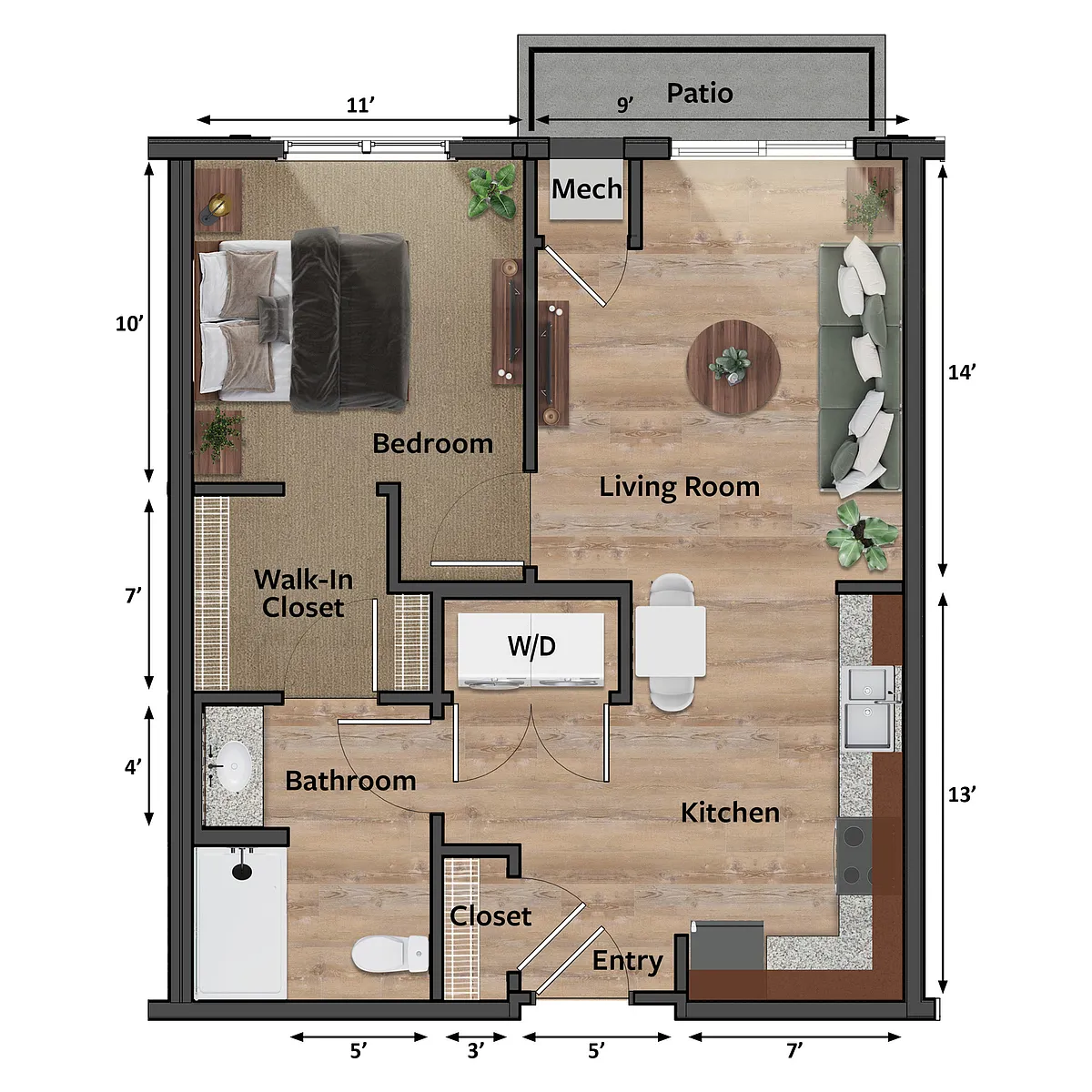Floor plan Barberry (A1) with Exterior Parking
