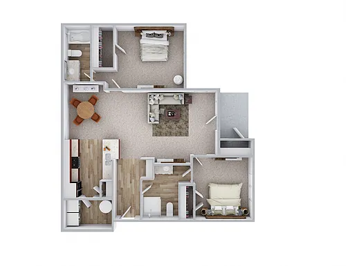 Floor plan Two Bed, Two Bath (A)
