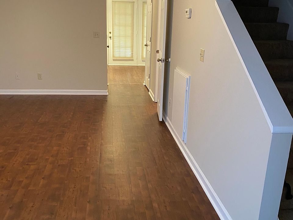 View looking from front door into living/kitchen area